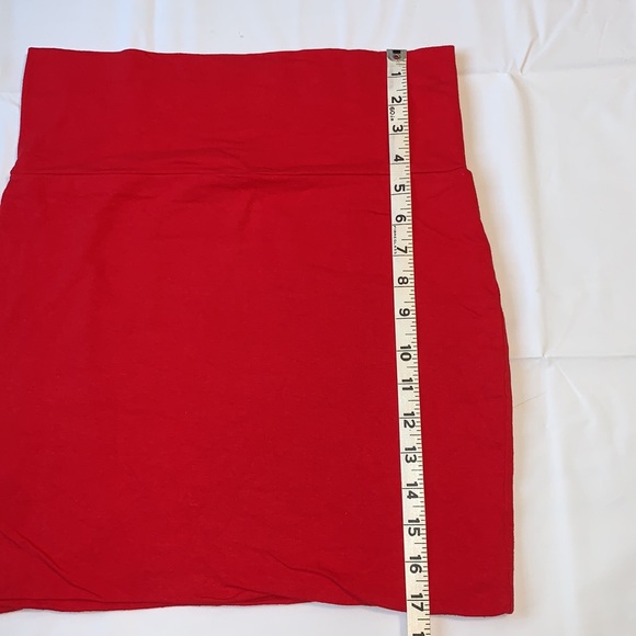 L Red Lily White High Waist Bodycon Mini Skirt - Picture 6 of 12